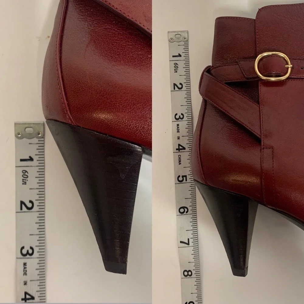 Celine Jodhpur Burgundy Leather Triangle Heel Ankle Booties
